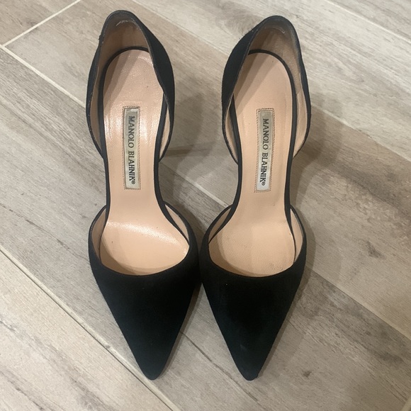 Manolo Blahnik black suede D’Orsay pump heels SZ 37 - Picture 2 of 8